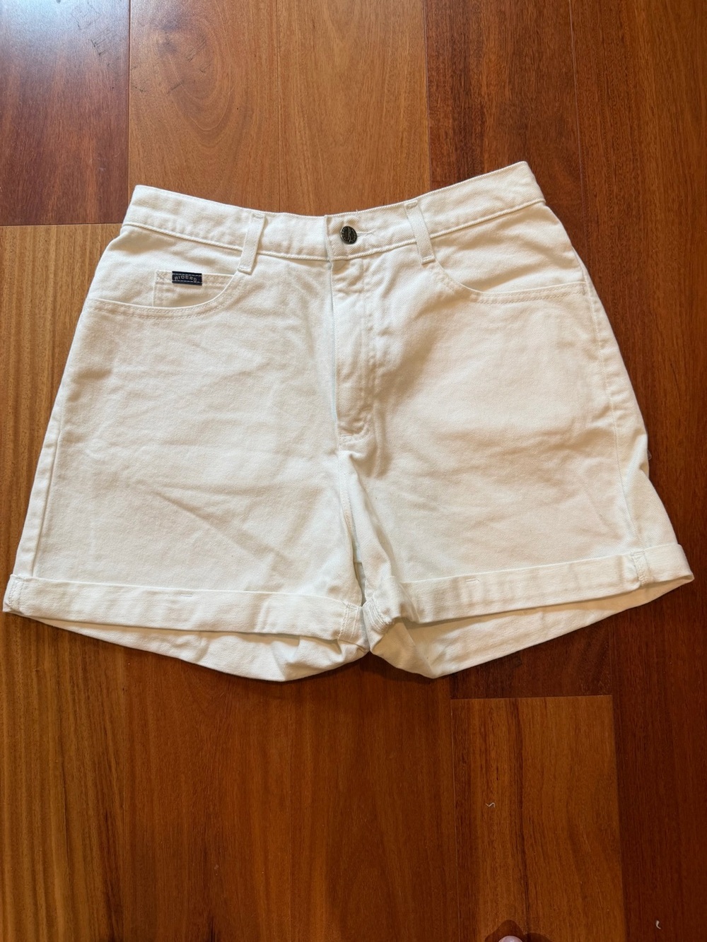Lee Riders Women’s White High-Rise Denim Cotton Shorts